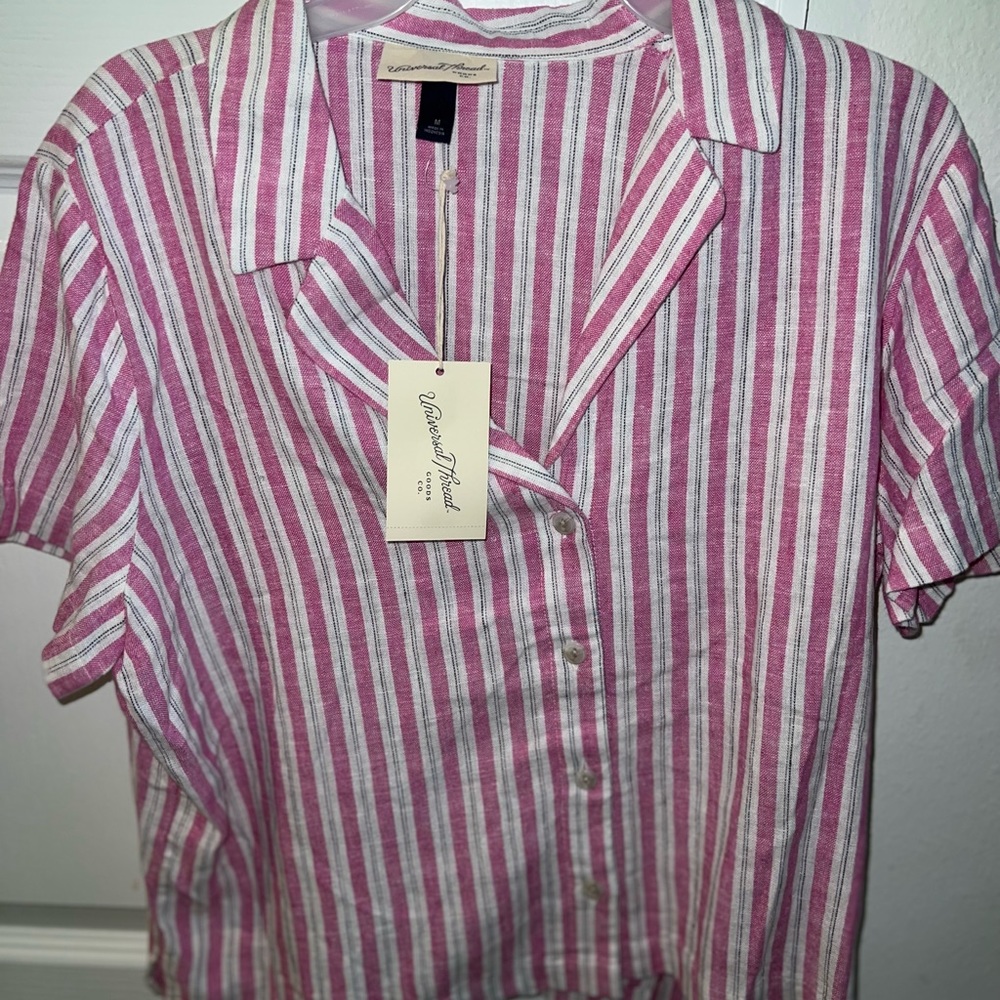 pink stripe shirt size M